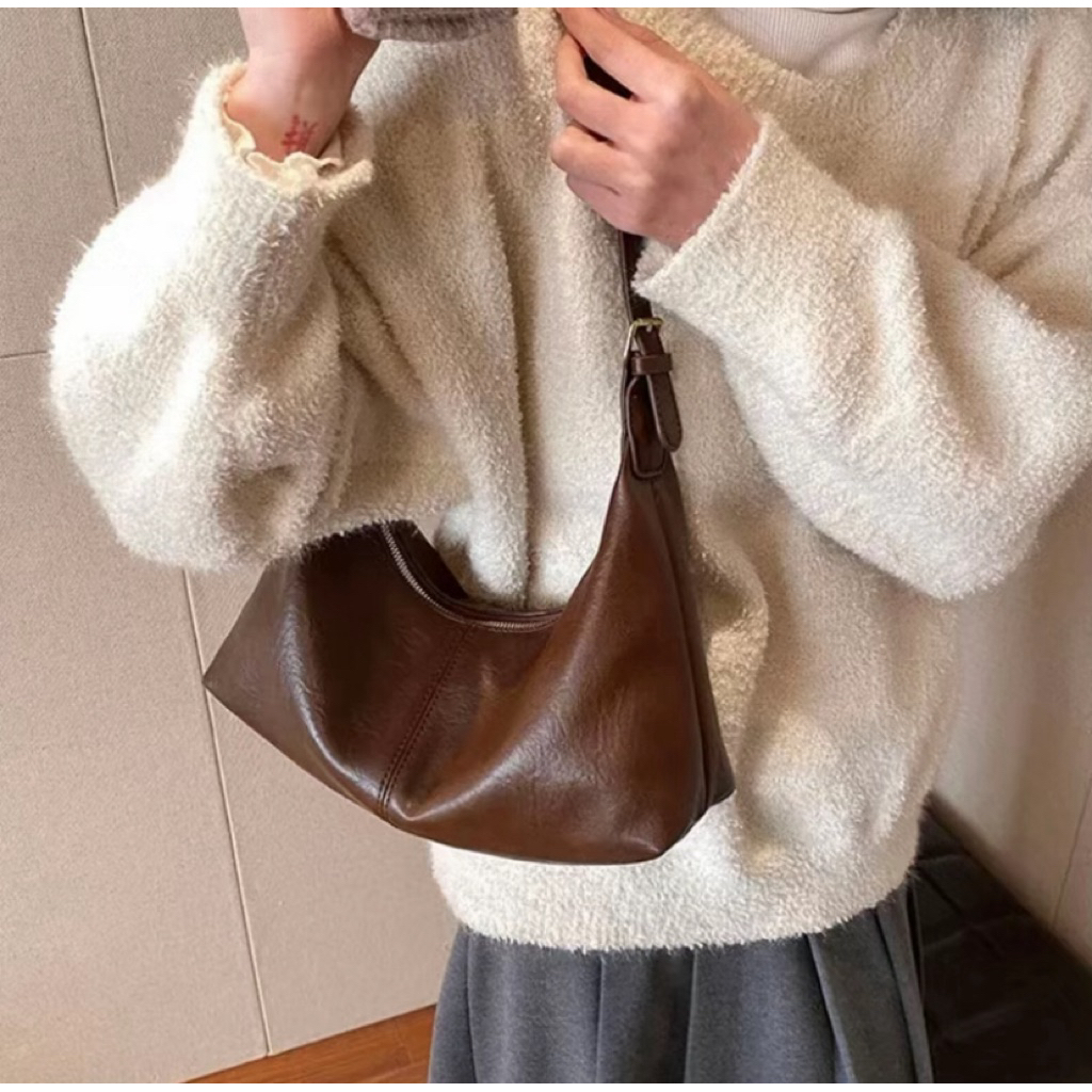 TasSelempangWanitaVintage-polos-Hitam-coffe