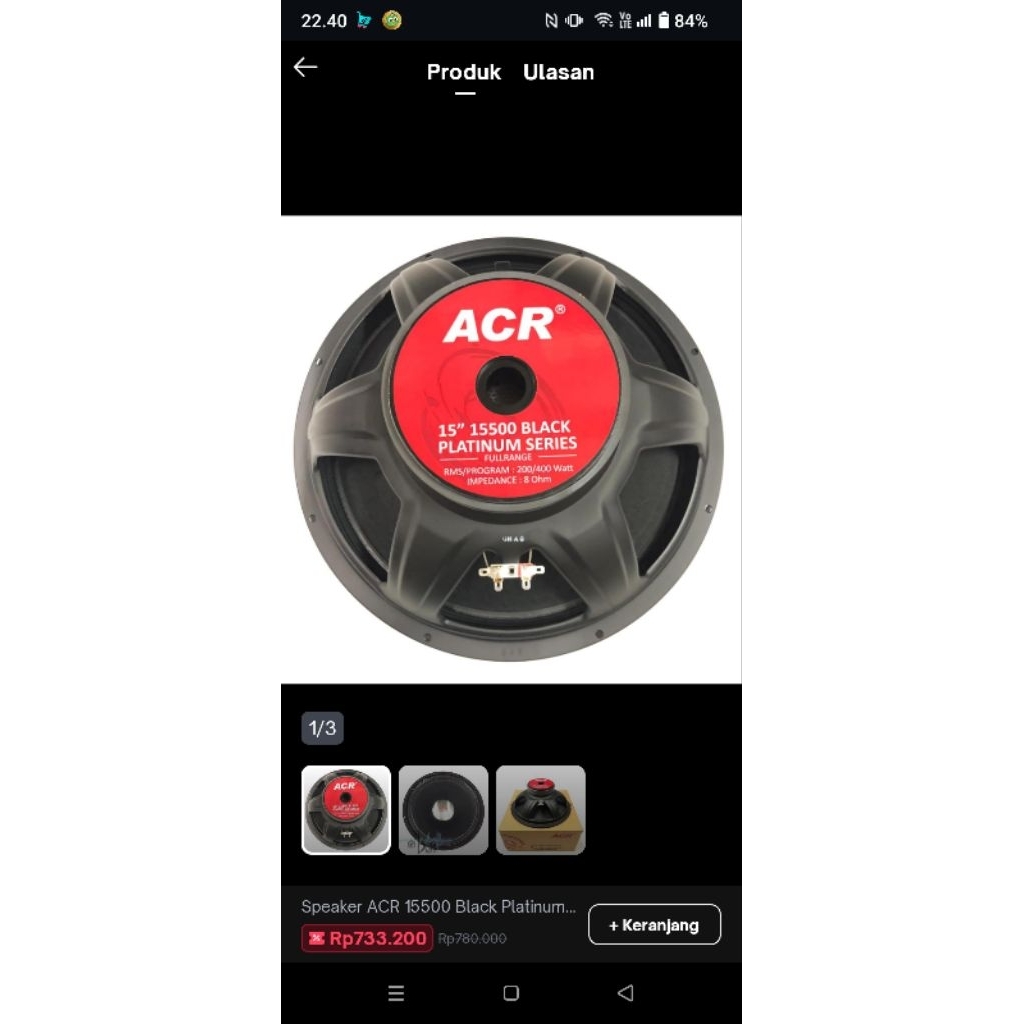 SPEAKER ACR 15500 PLATINUM SERIES