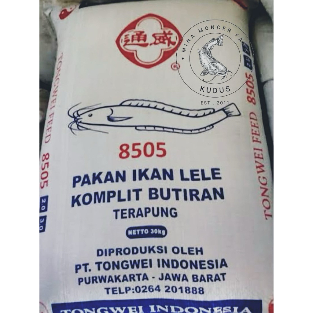 tongwei 8505 ukuran -3 mm protein 34% /30 kg 1 karung / pakan lele/pelet lele/ pur lele/ pelet apung
