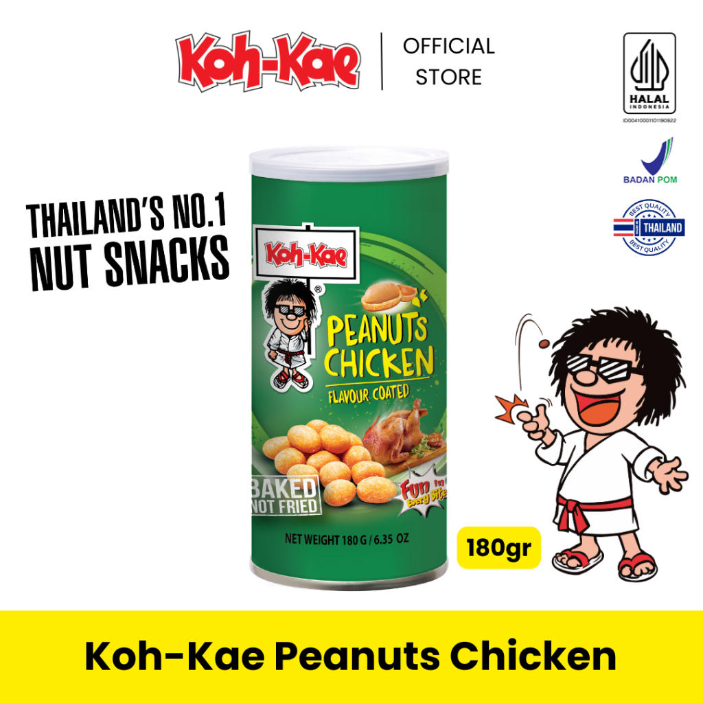 

Koh Kae Peanuts Chicken 180gr - Kacang Atom Cemilan Sehat dari Thailand / No.1 Di Thailand / Snack Santai / Makanan Import