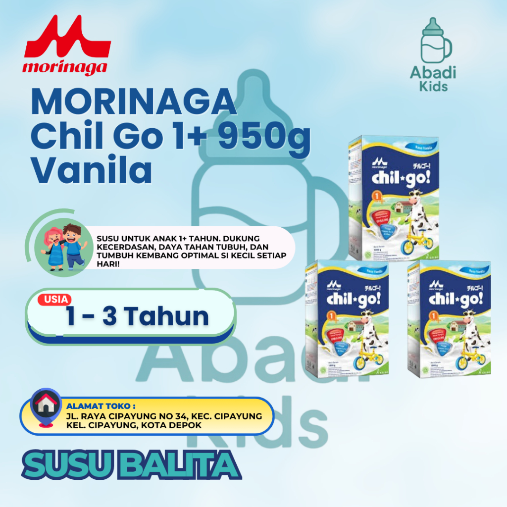 

MORINAGA Chil Go 1+ 950g Susu Anak 1-3 Tahun Madu/Vanila