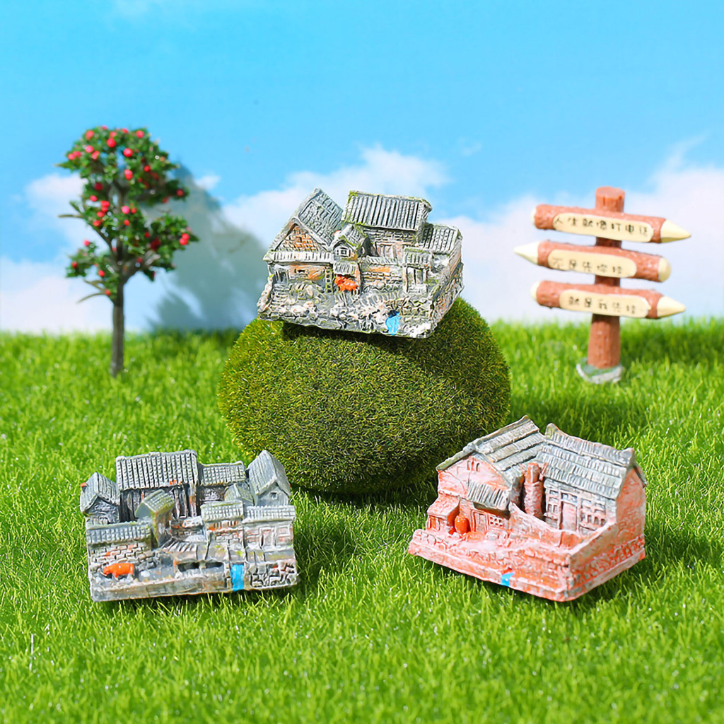 Miniatur Micro Landscape Halaman Rumah Kuno Perdesaan