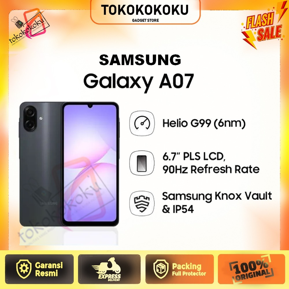 Samsung Galaxy A07 4G/LTE [4/64] [4/128] MediaTek Helio G99 | 50MP + 5MP | Layar 90Hz 6.7" PLS LCD, 