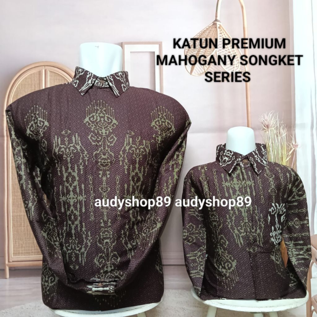 Mahogany batik songket series, Batik couple ayah dan anak laki laki bahan katun premium terbaru