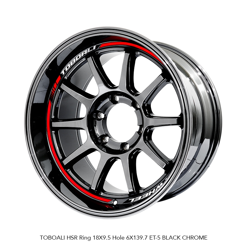 VELG MOBIL RING 18 HSR TOBOALI R18 PELEK RALLY LOOK BLACK CHROME UNTUK HILUX HARDTOP DMAX LEBAR 9,5