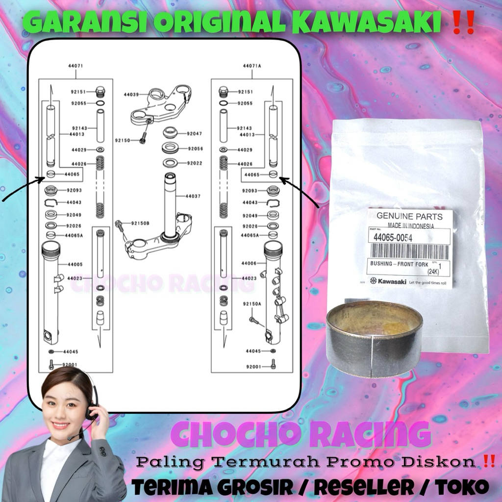 [0054] PROMO DISKON - BOSH BUSING PIPA AS SHOCK DEPAN NINJA RR NEW OLD ZX CBU KR KRR 150 ORI ASLI KA