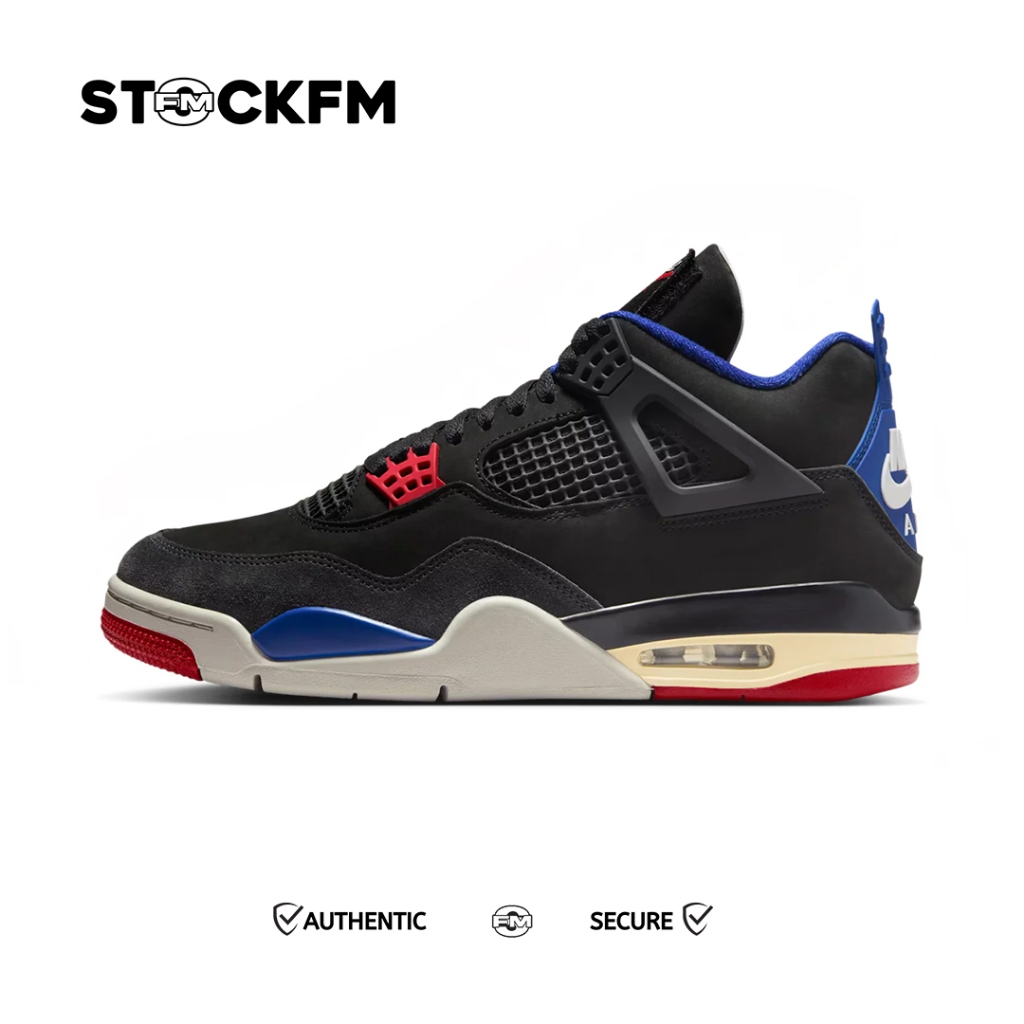 Nike Air Jordan 4 Black Fire Red Deep Royal Blue Original