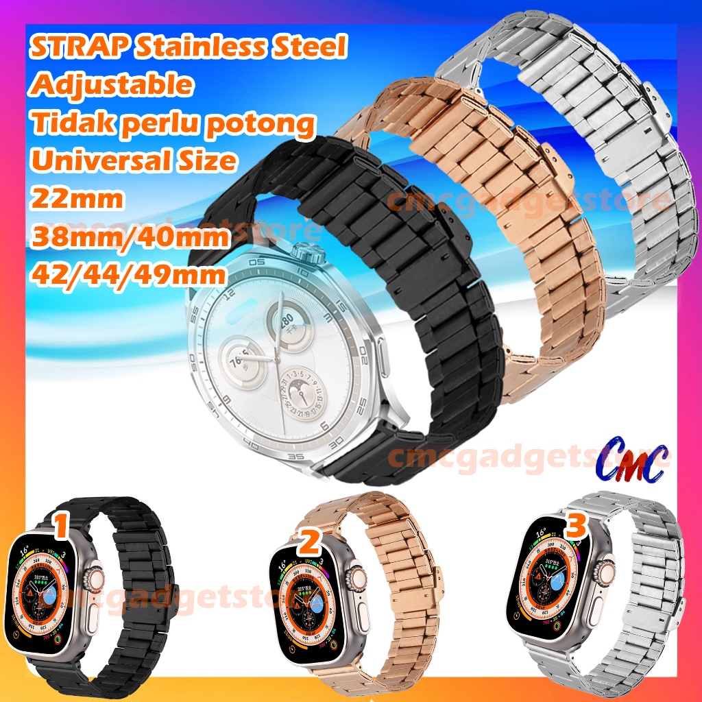 Strap Smartwatch STAINLESS STEEL CormiC Tali Jam Tangan Adjustable Tidak Perlu Potong 20mm 22mm 18mm