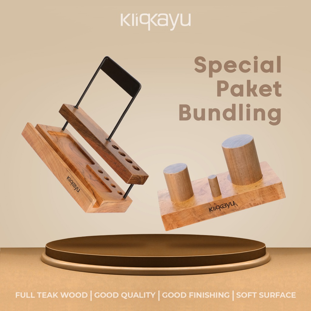 

KLIQKAYU-SET BUNDLE ( 1 Stand Note + 1 Watch Holder)| 1 Tempat Catatan+1 Tempat Jam Tangan