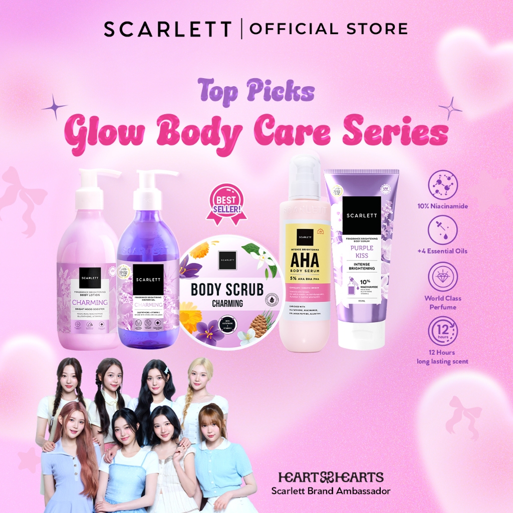 SCARLETT Top Picks Glow Body Care Series 5in1 Body Scrub + Shower Gel/Shower Scrub + Exfoliate + Bod