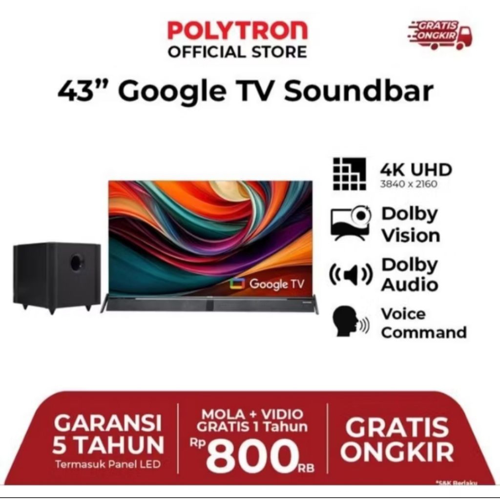 tv polytron 43inch/tv polytron 43inch soundbar 4kUHD