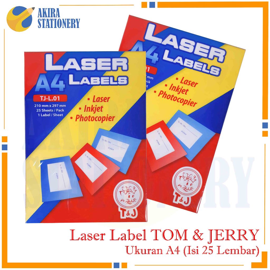 Kertas Label Stiker Tom & Jerry L 01 Ukuran A4 isi 25 Lembar / Label Sticker A4 /  Sticker TJ L.01 W