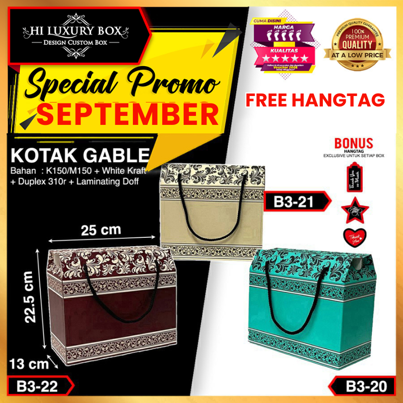 

Kotak Kue|Kotak Hampers|Dus kue|Gable Box|Packaging|25x13x22.5/B3-22