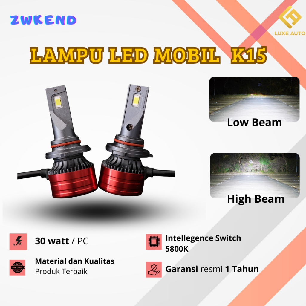 Lampu LED Mobil K15 White H4 H7 H11 HB3 HB4 Lampu Utama Lampu Kabut