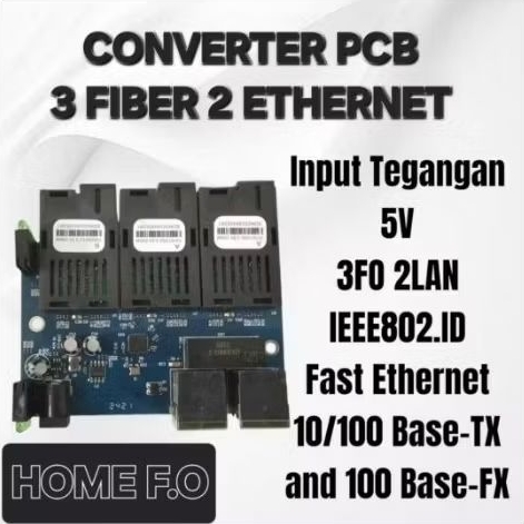 Converter fiber PCB 3FO 2 LAN POE