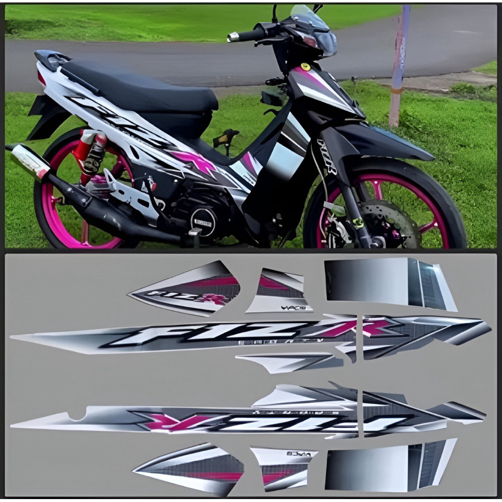 Striping stiker motor yamaha fiz r fizr 2004 biru putih variasi stiker fullsett berkualitas terbaik