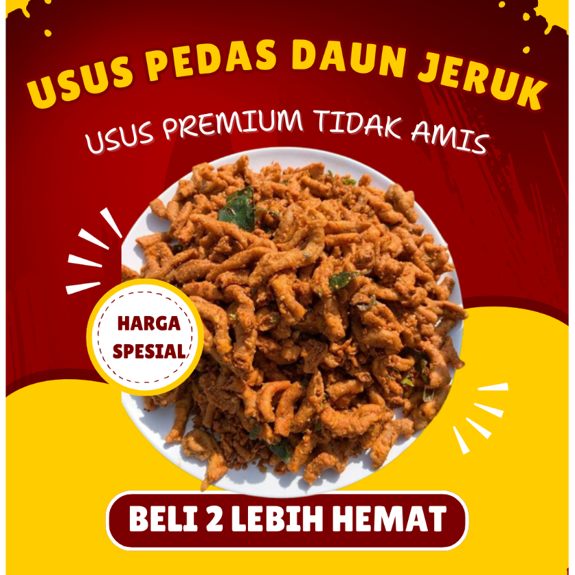 

(Gratis Snack) KRIPIK USUS PEDAS DAUN JERUK 500gr