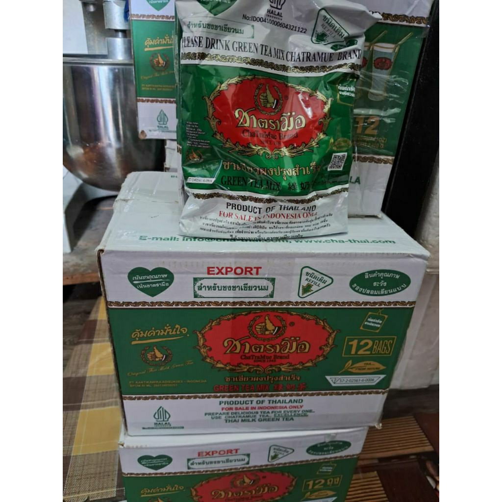 

STOCK TERBATAS Green Tea Chatramue 12 pcs x 200gr Teh Hijau Thailand Hemat Harga Grosir Halal BPOM