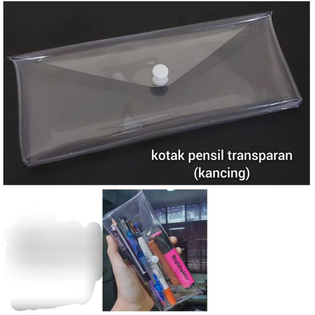 

tempat pensil kansing silver satuan ( transparan) bening / hitam / biru / orange/ ungu satuan yusinka ukuran 22 .5 cm x 10 cm