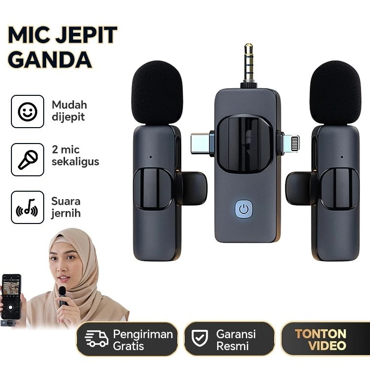 Mic 3 In 1 Mic Wireless Clip On 2 Microphone Wireless Clip On Noise Reduction Mikrofon Konten