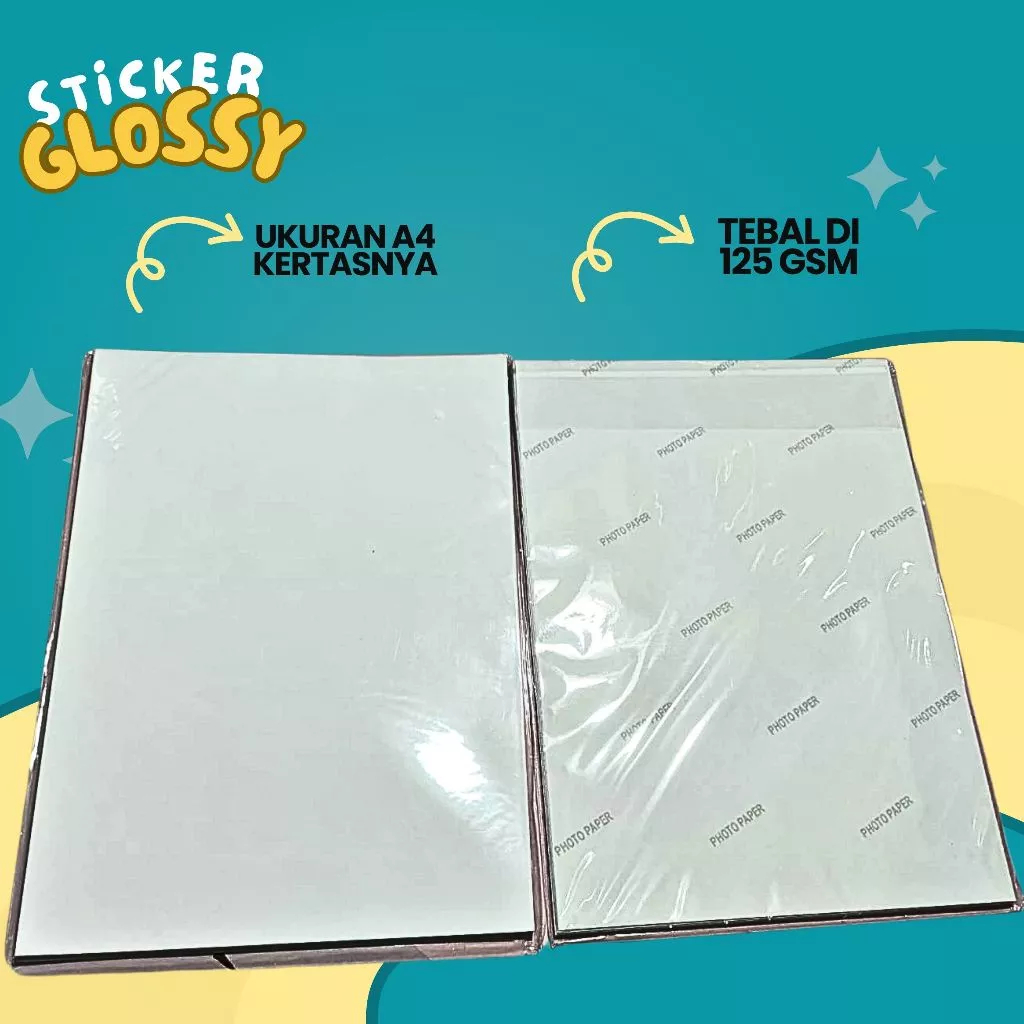 

Kertas Sticker Glossy A4 | Kertas Sticker Isi 20 Lembar | Sticker 125 GSM | Sticker Murah Glossy