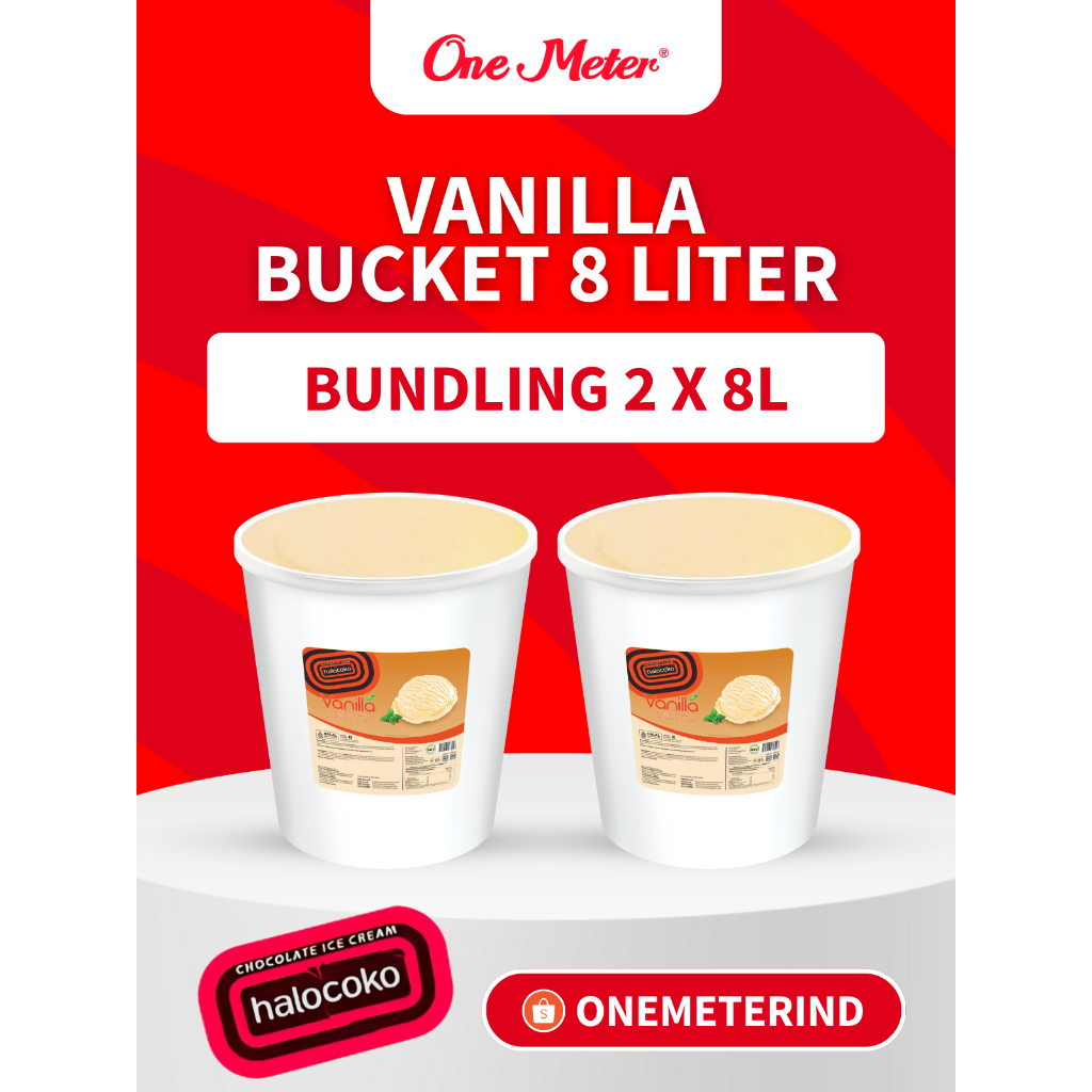 

AICE Vanilla HALOCOKO Bucket Series Es Krim 8L – 1 Karton Isi 2 Ember