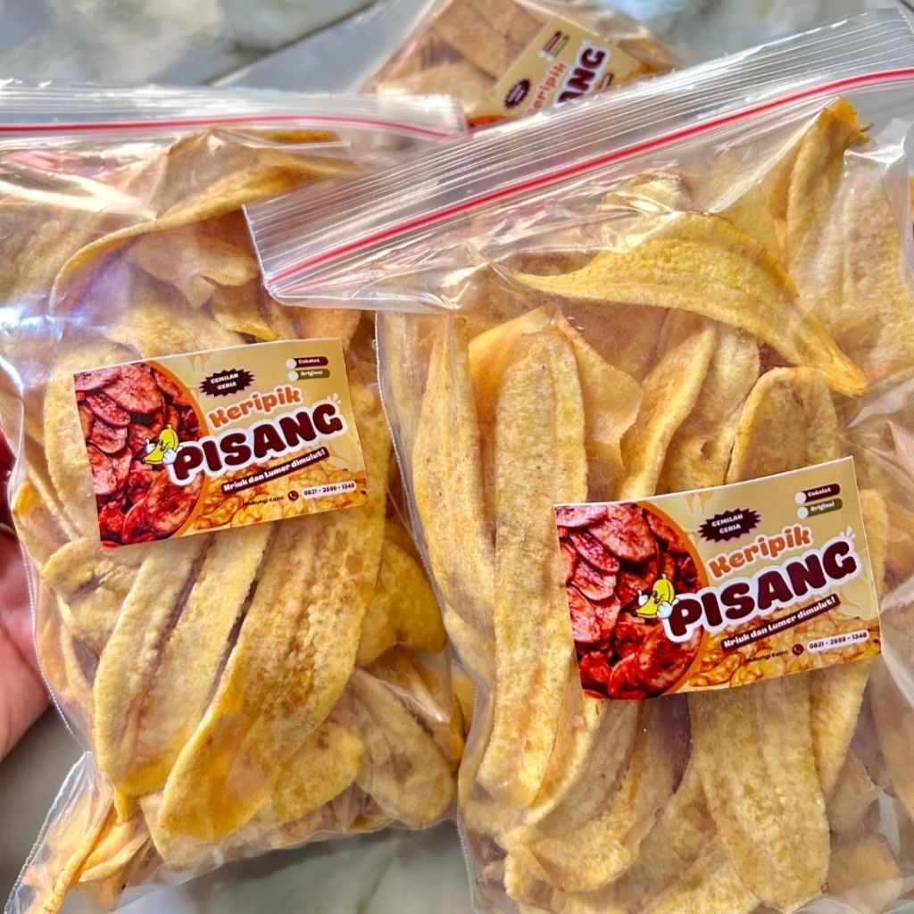 

Kripik pisang original dengan varian cokelat