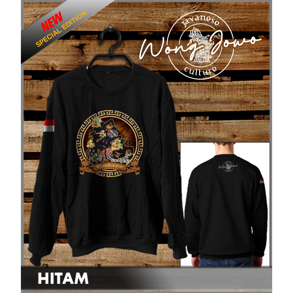 SWEATER JAWA KEJAWEN PUNOKAWAN WAYANG KULIT JAWA WARNA HITAM NEW