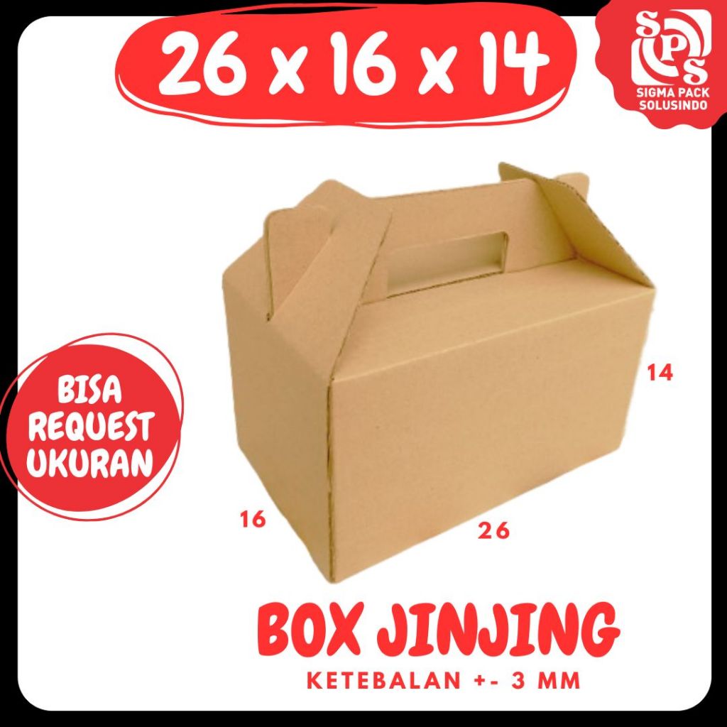 

Kardus Jinjing 26x16x14 Gable Box Dus Packing Kotak Kemasan Karton Souvenir Hampers Buah