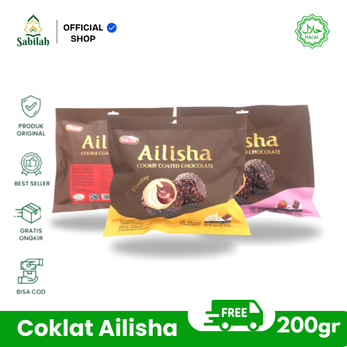 

Coklat Ailisha Cookie Coated Chocolate 200gr Premium
