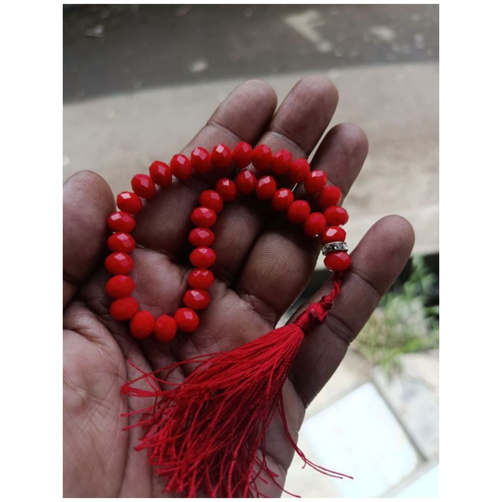 Tasbih Batu Kristal Merah Marjan 33 Butir