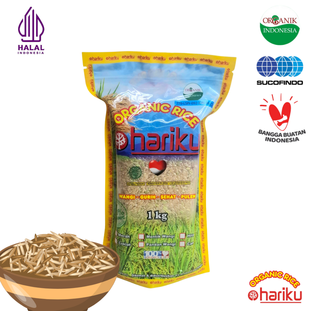 

HARIKU Beras Organik Coklat 1Kg dengan Ziplock