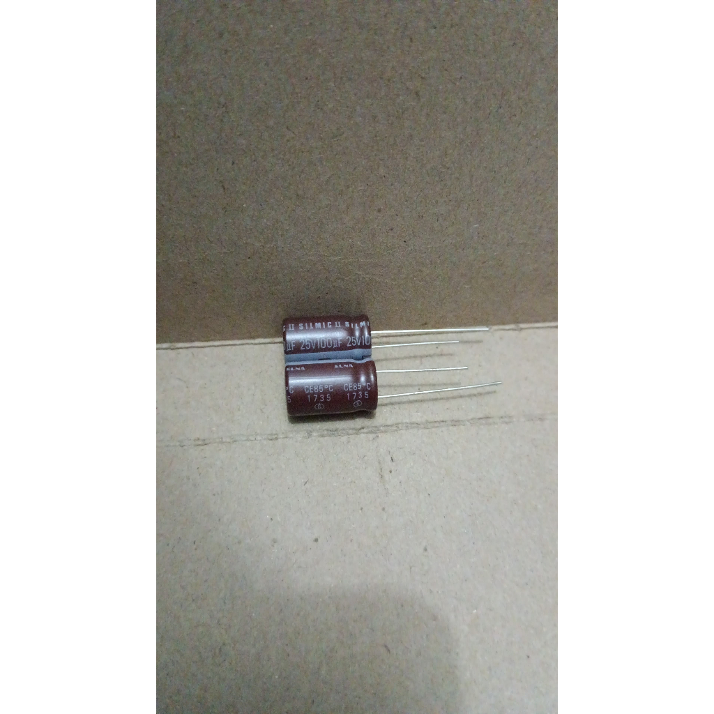 8384 kapasitor elco elko 100uf 100 uf 25v 25volt 25 volt elna silmic 2 ii