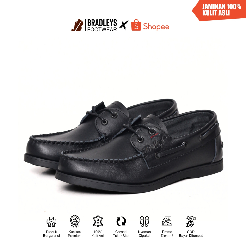 Bradleys Sperry Black - Sepatu Kulit Casual Formal Loafer Pria