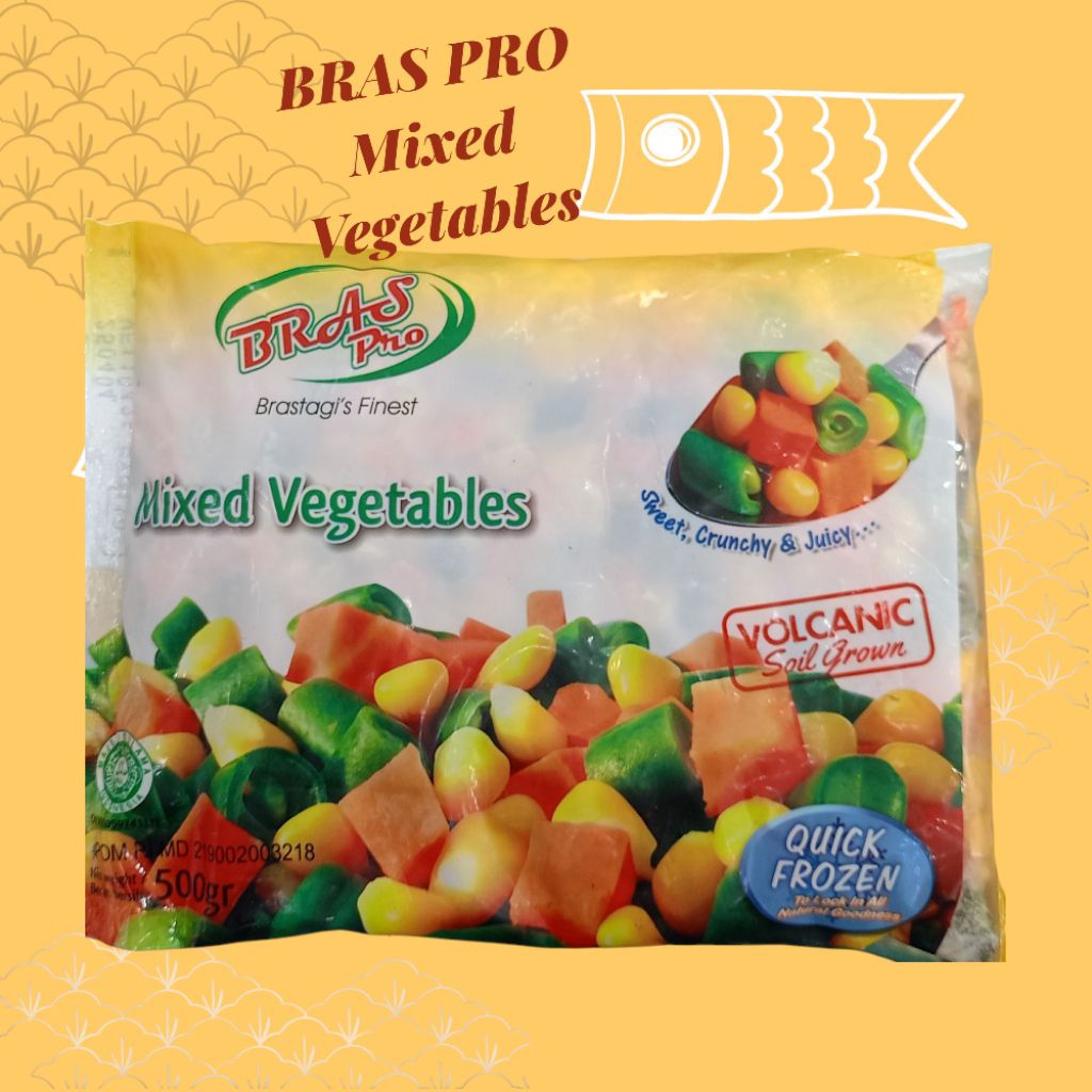 

BRAS Pro Frozen Mixed Vegetables Sweet, Crunchy,Juicy Halal 1 Kg, 500g