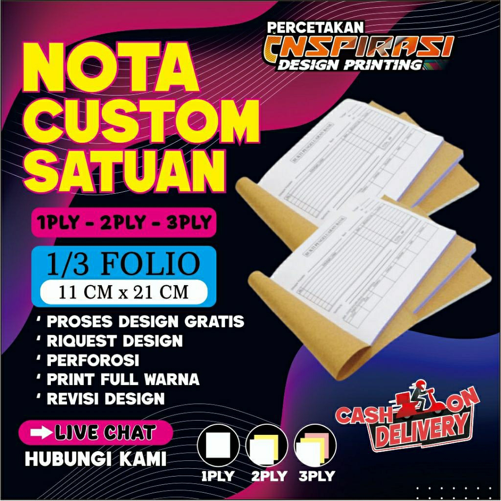 

Custom Nota Satuan ( Uk 1/3 FOLIO ) FULL WARNA