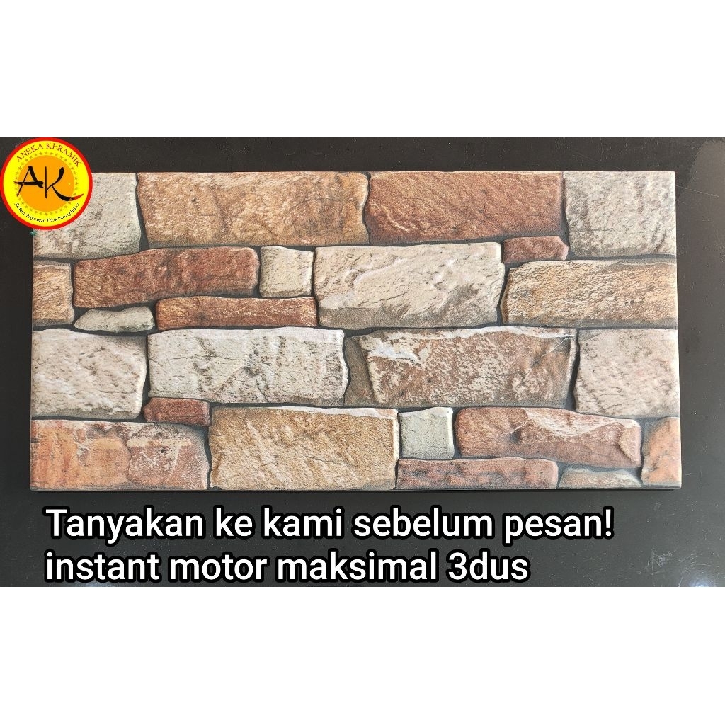 Keramik untuk Dinding teras garasi Kasar Emboss motif batu alam timbul 3D 20x40 asia tile granada br