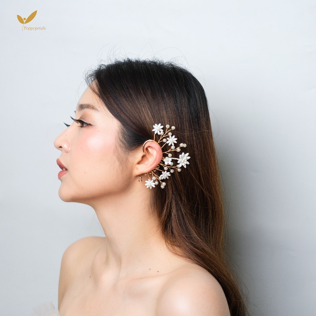 Poppypetals Amarantha Headpiece Earcuff - Tusuk Konde Sirkam Haircomb Wanita Premium Import Korea