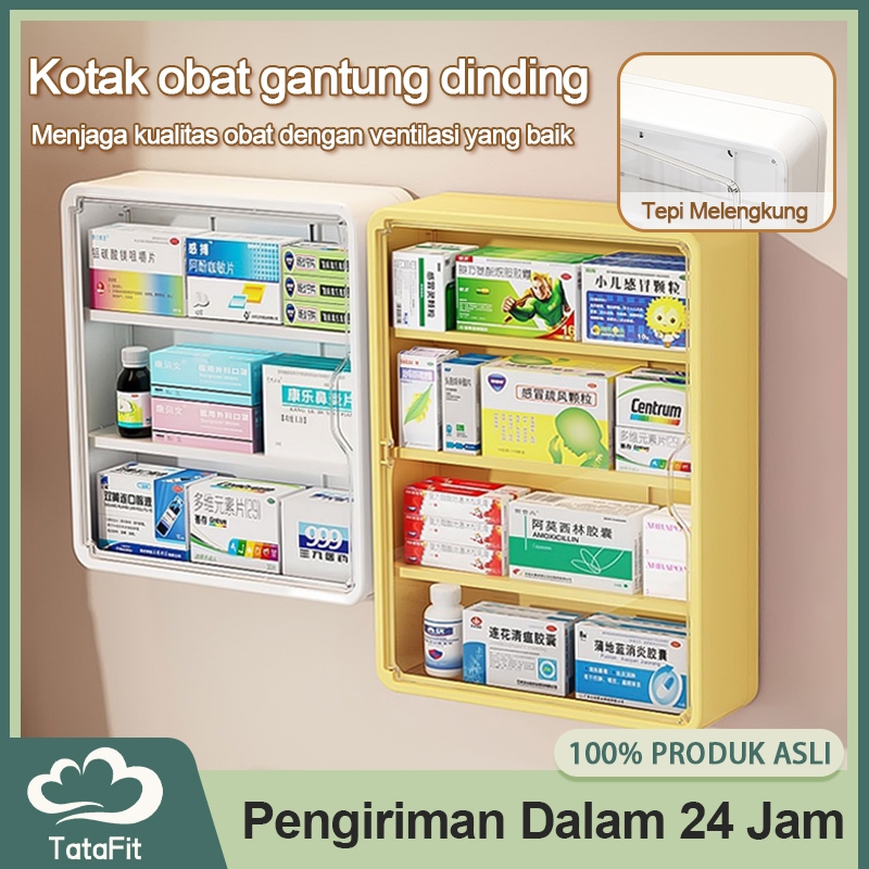 TataFit.-Kotak Obat Yang Dipasang Di Dinding,Kotak Penyimpanan Transparan,Rak Penyimpanan Multifungs