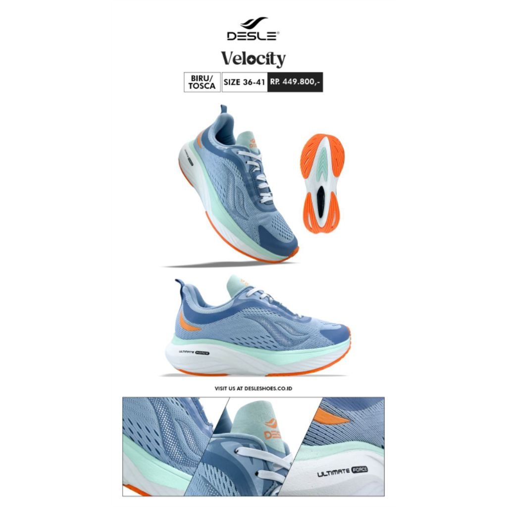 SEPATU RUNNING WANITA DESLE VELOCITY ORIGINAL 36-41 SEPATU SNEAKERS DESLE