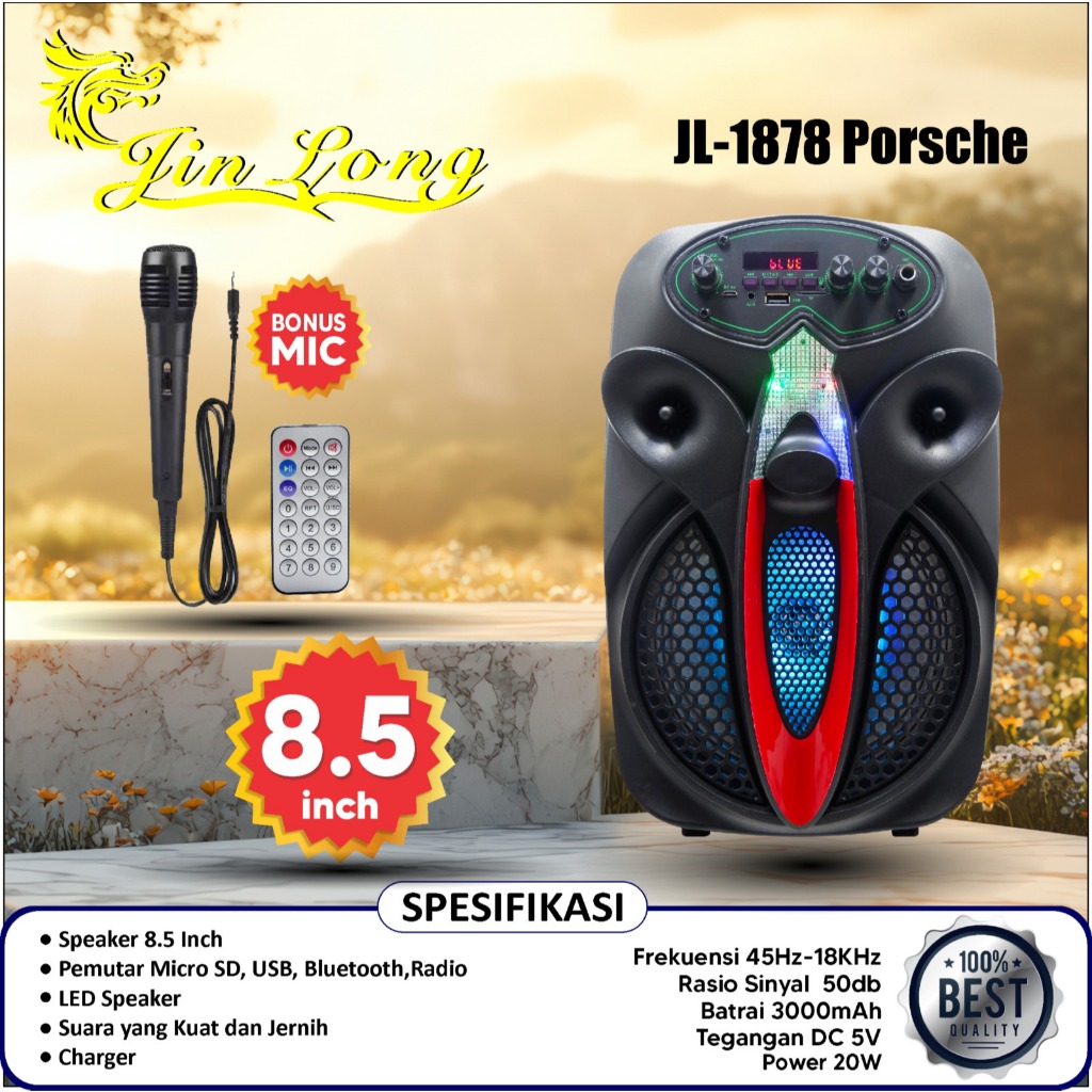SPEAKER BASS WIRELESS JINLONG JL 1878 PORSCHE