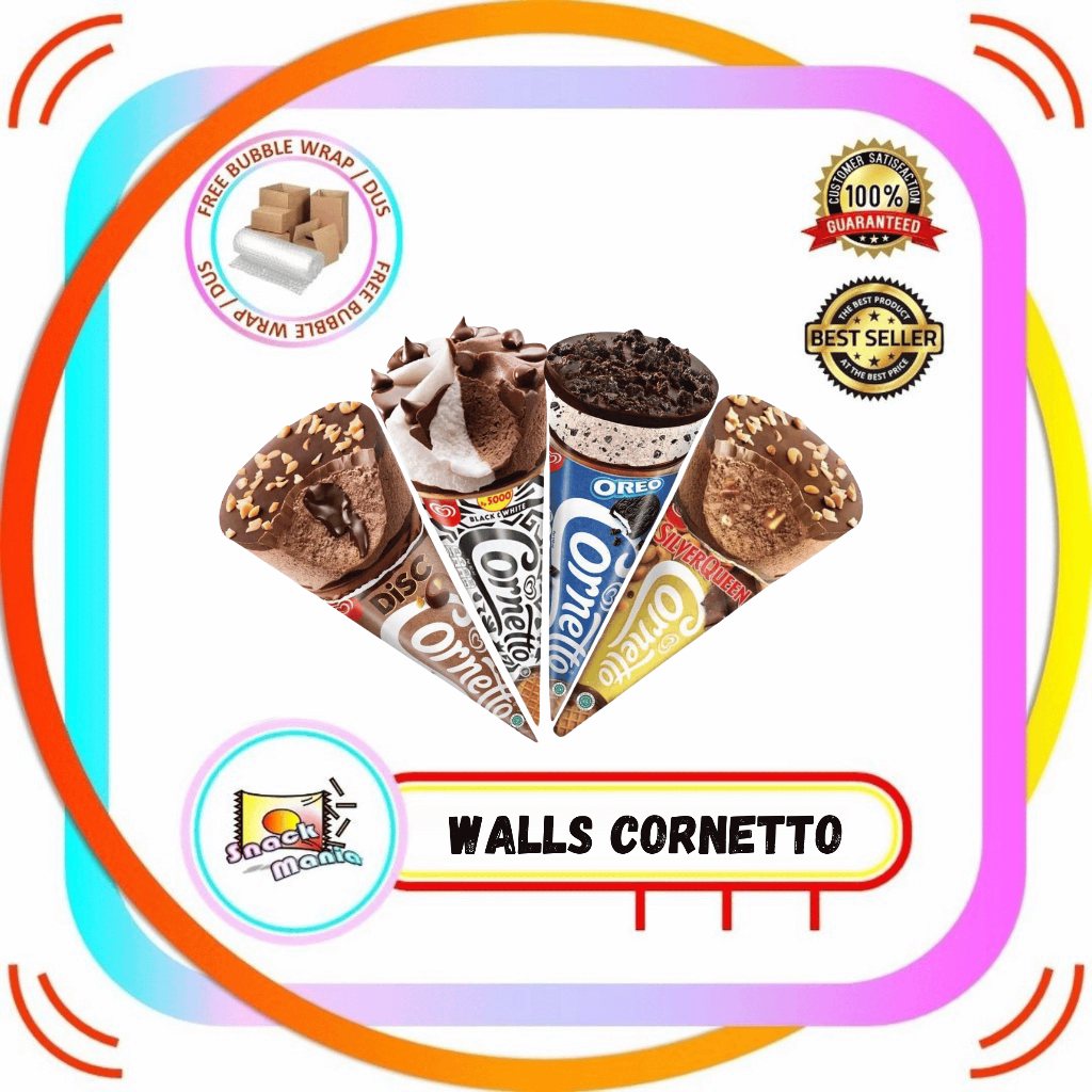 WALLS Wall's Cornetto Ice Cream ~ 80 ml - 108 ml All Varian Es Krim Classic Chocolate Oreo