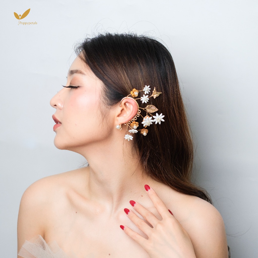 Poppypetals Magdalena Headpiece Earcuff - Tusuk Konde Sirkam Haircomb Wanita Premium Import Korea
