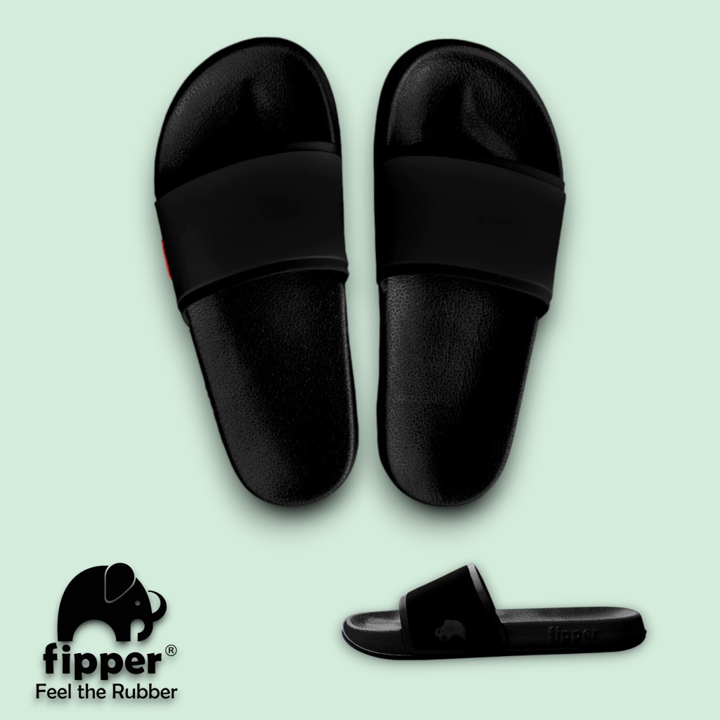 FIPPER SLIP ON BLACK / BLACK / BLACK - sandal slide pria/wanita