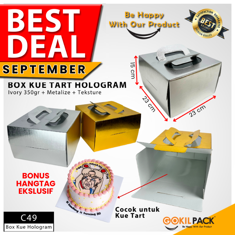 

Cake Box - Dus Kue Hologram - Box Kue Mewah Silver Hologram - C49