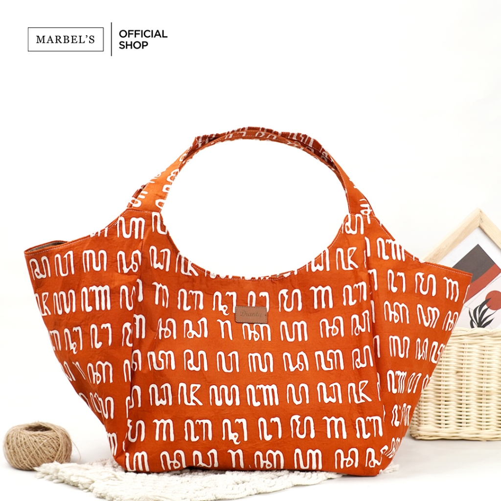 Beltote Tas Wanita Batik Aksara Jawa - Tas Bahu Batik Modern - Totebag Multifungsi Muat Banyak