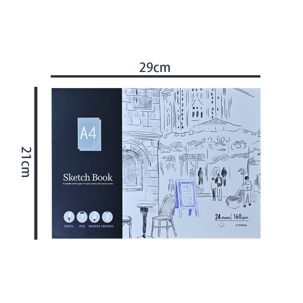 

160 GSM Sketchbook A4 Aesthetic Buku Gambar 24 Lembar/48 Halaman