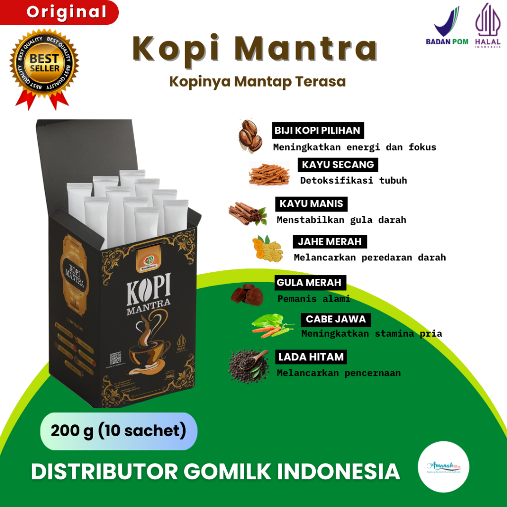 

KOPI MANTRA - KOPI HERBAL Premium untuk Pria & Wanita - Aman di Lambung -