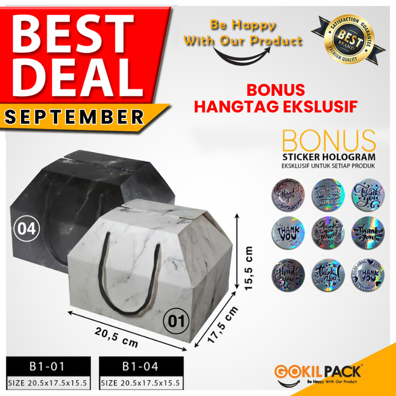 

GOKILPACK - Gable Box Marble - Box Souvenir Motif Marble Mewah Uk 20x17x15 cm - B1-01