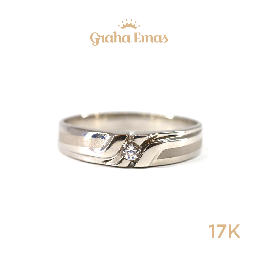 Graha Emas Cincin Emas Putih Bentuk 17K - White Gold Model Ring 17 Carat M1090